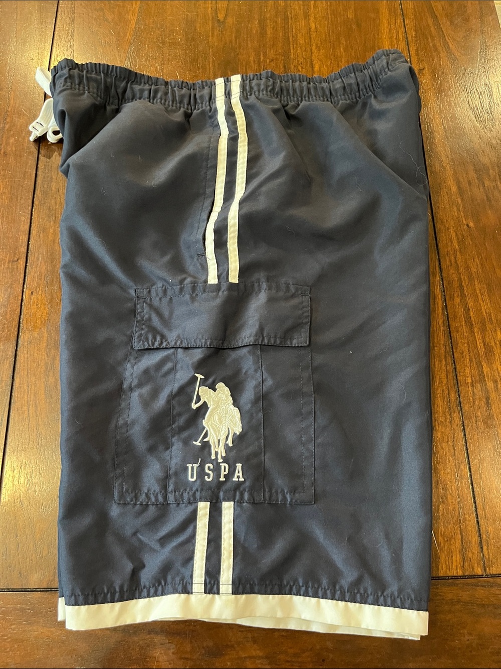 U.S. Polo Assn. Navy and White Swim Shorts with Polo Logo